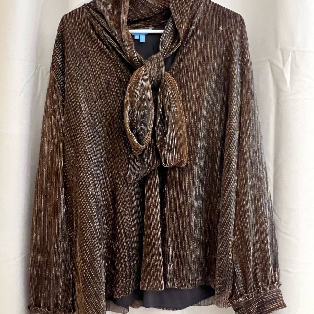 Draper James Black and Gold Striped Blouse